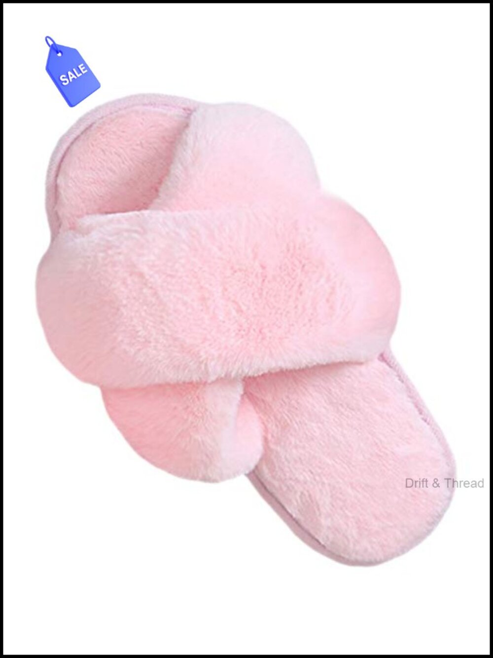 Plush Fleece Cross Band Open Toe Slippers Non Slip Fuzzy House Shoes